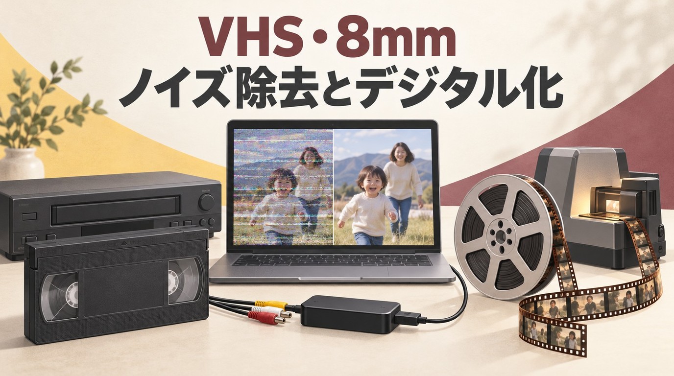 VHSビデオテープや8mmフィルムのノイズ除去:原因とデジタル化の注意点