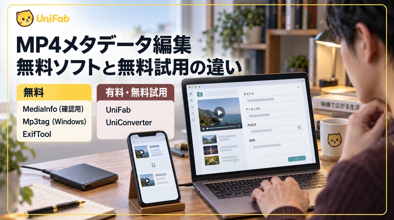 MP4のメタデータ編集はフリーソフトでできる？確認方法と無料・試用の違い