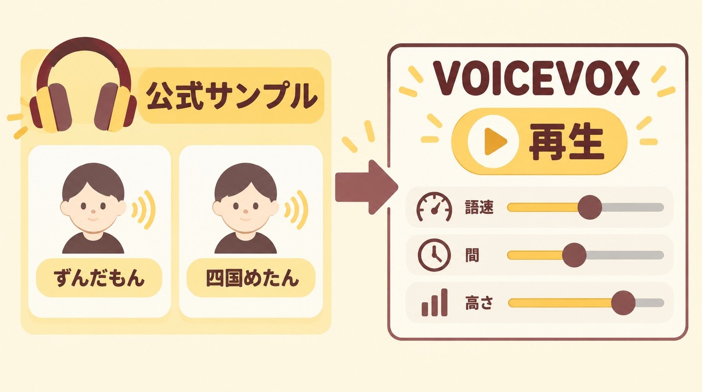 VOICEVOXでずんだもんと四国めたんの声を調整する画面