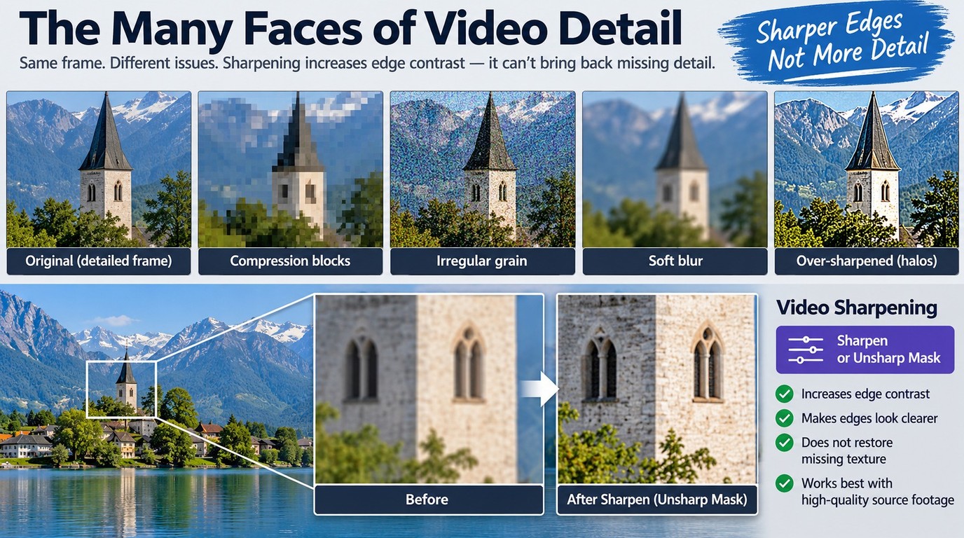 Compression blocks, grain, blur, and sharpening limits in Adobe Premiere Pro