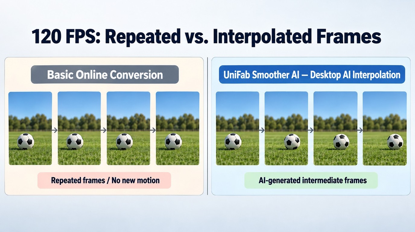 Why 120 FPS output may lack new motion and when desktop AI is safer
