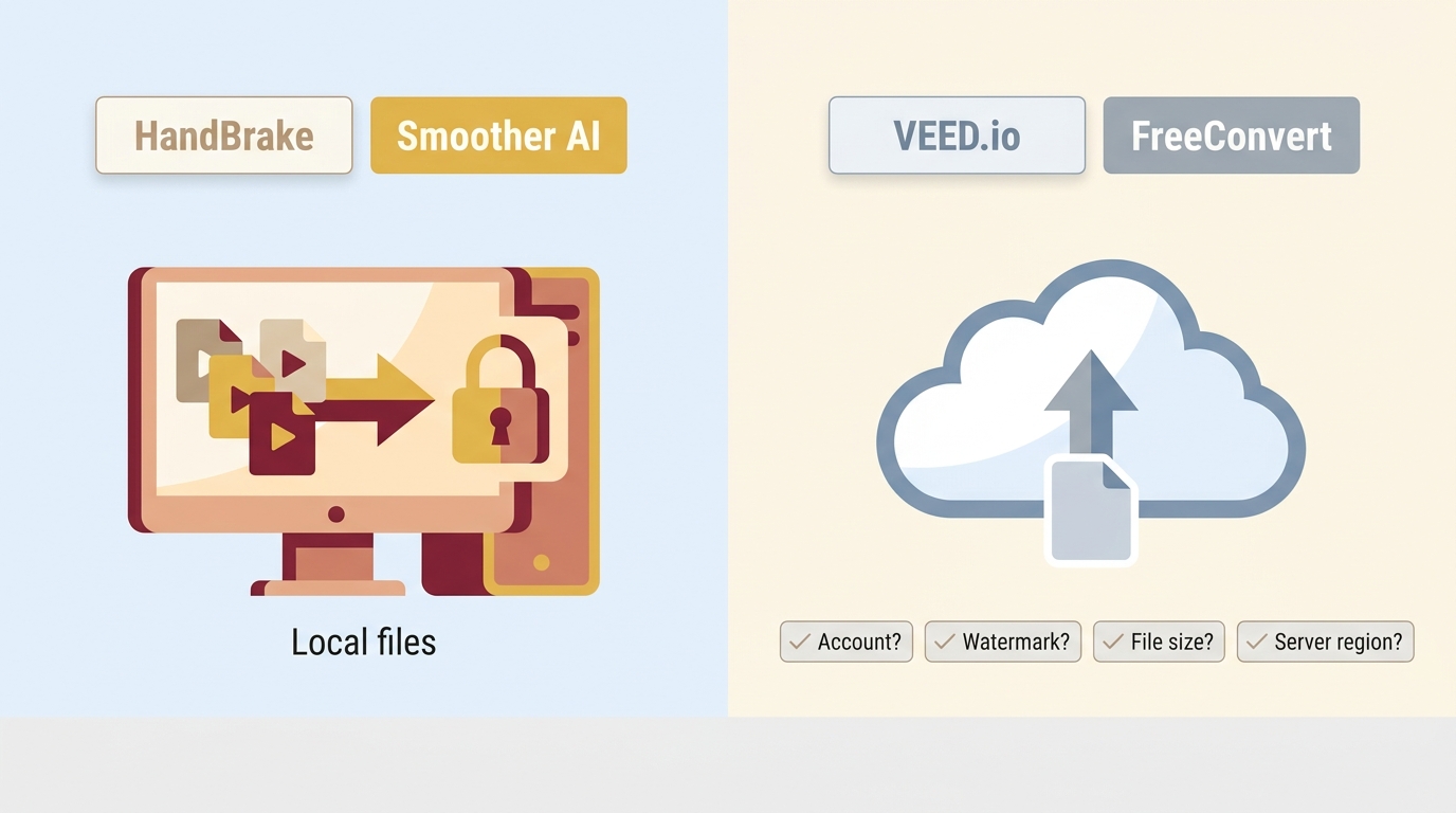 Local HandBrake and Smoother AI compared with cloud upload workflows