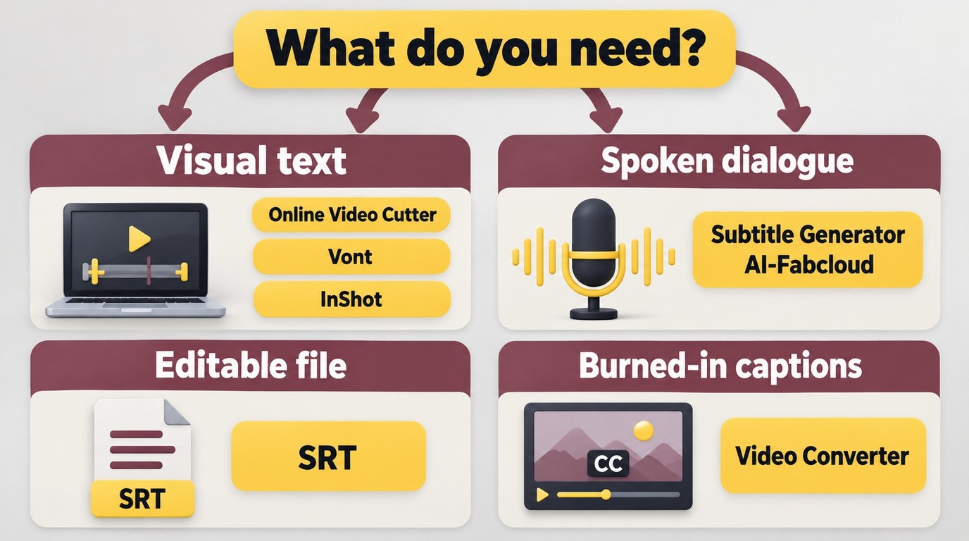 How to choose Vont, InShot, Online Video Cutter, or Subtitle Generator AI-Fabcloud