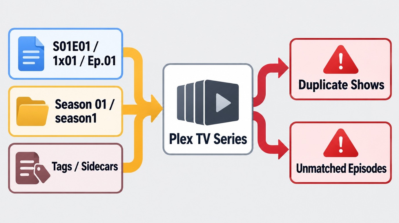 How mixed filenames, folders, and metadata cause duplicate or unmatched shows in Plex